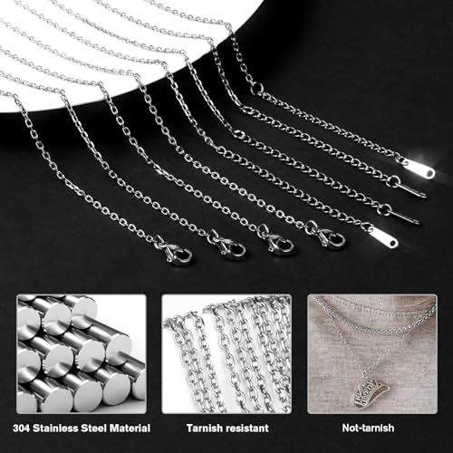 Cadikez 24PCS Stainless Steel Rolo Cable Chain Necklace Bulk, 2mm 18inch Stainless Steel Finished Oval Cable Link Chains for Necklace Jewelry Making - color: 2.0mm Stainless Steel
