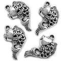 Heather's cf Silver Sea Charms – Antique Pendants, Non-Tarnish, Lead-Free & Nickel-Free, Bulk Ocean Animal Charms for DIY Jewelry, Bracelets, Necklaces, Earrings, Beach Craft Supplies (Sea Animals) - color: Cyprinoid charms-64pcs
