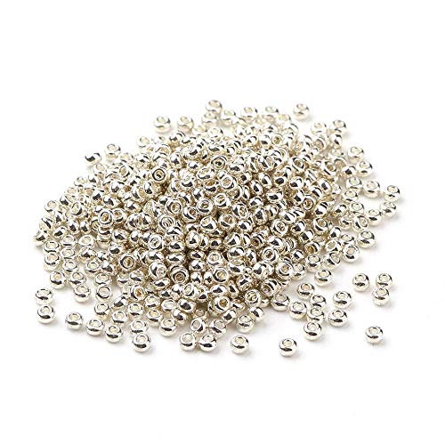 Craftdady 8/0 Metallic Silver Round Glass Seed Beads 3mm Grade A Tiny Loose Pony Spacer Beads About 1111Pcs for Jewelry Making Hole: 1mm - color: Metallic Silver, 3x2mm