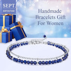 Peridot Stand Silver Gold Bracelets, Handmade Birthstone Stack Bracelet Crystal Gemstones Bead Chain Gift for Women, 8" - color: Silver-09-Blue Spinel