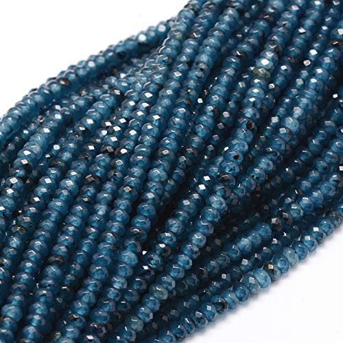 Perlin Agate & Jasper Gemstone Strand Beads 4 mm Rondelle 110 Pieces Jewellery Beads Semi-Precious Stone for Jewellery Necklace Bracelet Earrings (Navy Blue) - color: navy blue