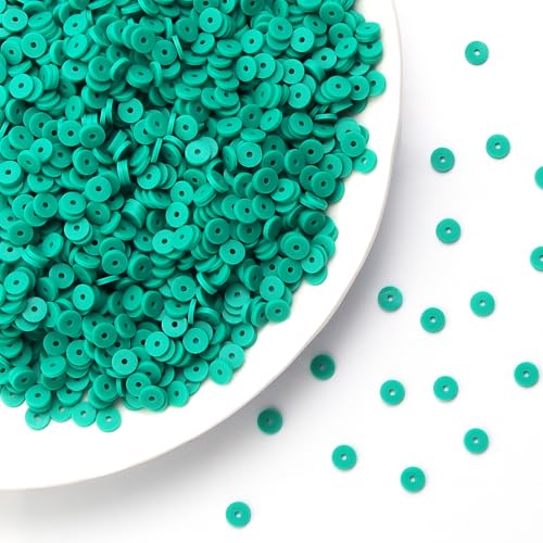 Lake Green Polymer Clay Beads, 6mm Heishi Bead for Jewelry Bracelets Necklace Making 1000PCS - color: Lake green