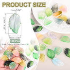 PATIKIL Glass Leaf Beads, 100Pcs Cute Crystal Leaf Charms, Translucent Czech Spacer Beads for DIY Jewelry Making Bracelets Necklace Wind Chimes Suncatchers, Grass Green/Clear Green - color: Grass Green/Clear Green