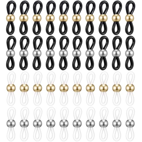 40 Pcs Eyeglass Chain Ends, Adjustable Silicone Anti-Slip Rubber Connectors, Glasses Strap Retainer Holder Loops for Sunglasses Sports Eyeglasses Necklace Chains