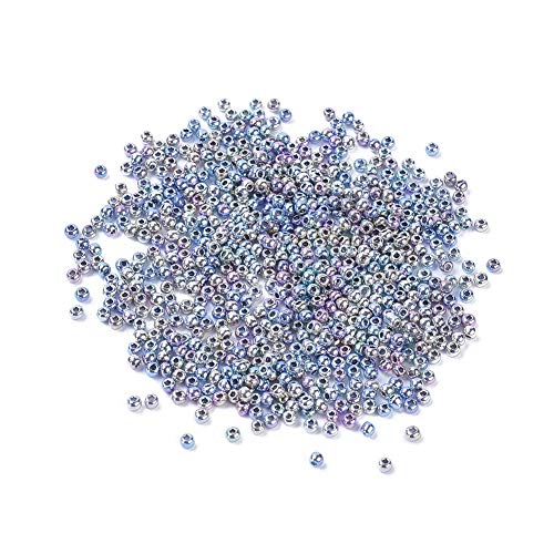 Craftdady 12/0 Metallic Round Glass Seed Beads 2mm Colorful Tiny Loose Ball Pony Spacer Beads About 3300Pcs for Jewelry Making Hole: 0.3mm - color: Metallic Colorful, 2mm