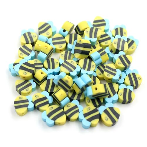 100 Pcs Polymer Clay Beads Mixed Heishi Spacer Beads Charms Supplies for DIY Bracelet Earring Necklace Jewelry Making (Bee) - color: Bee