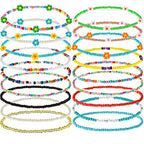 XIJIN 18 Pieces Elastic Beaded Anklets for Women Handmade Beach Boho Colorful Beads Ankle Bracelets Set - color: Colorful d