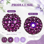 40 Pcs 20 mm Rhinestone Beads Bulk Crystal Round Disco Ball Chunky Bubblegum Beads for Pens Bracelets Charms Craft European Style Jewelry Making Supplies Christmas(Purple) - color: Purple