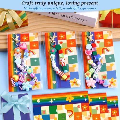 TOHONGADON 618 Pcs Bead Keychain Kit, Colorful Bag Charm Kit with Adjustable Alphabet Beads, Charm Keychain Kits for DIY Key Ring Jewelry Making - color: 618 Pcs Bead