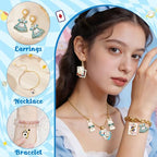38Pcs Wonderland Gold Charms Pendants - Fairy Tales Tea Rabbit Clock Poker Enamel Charms Cute Earring Necklace Bracelet Keychains Pendant for Jewelry Making DIY Crafts Birthday Tea Party Gifts