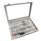 Wudygirl Velvet Jewelry Organizer Clear Lid Earring Holder Organizer 32 Pairs Earrings Storage Stud Tray Showcase Display Case（Earring Storage） - style: Earring Tray