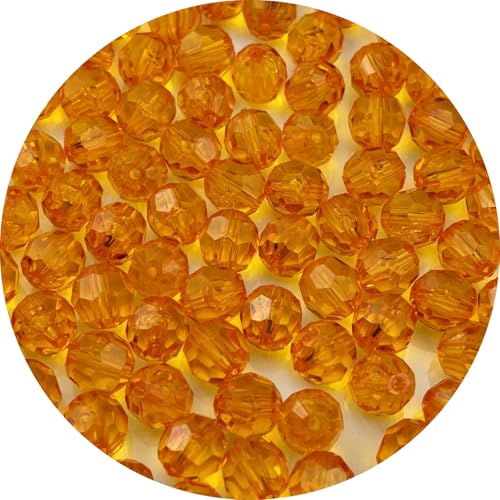 200pcs 10mm Acrylic Round Faceted Beads for Crafts Faceted Spacer Beads for Sewing Crafts Decoration Necklaces Bracelets Earrings Jewelry Making(Orange) - color: Orange, size: 10mm