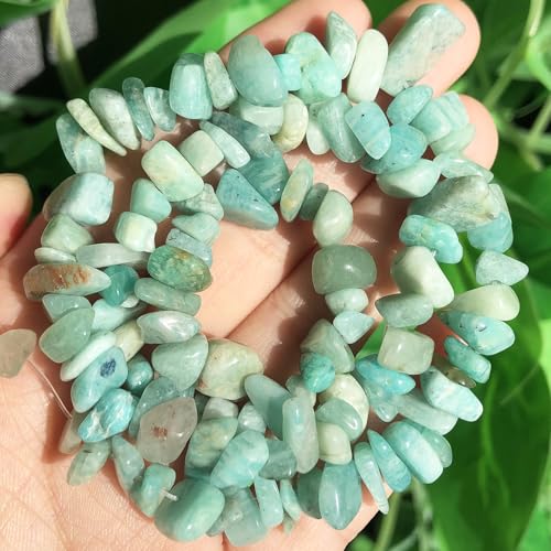 30in Amazonite Natural Chip Stone Beads 5-8mm About 230pcs, Irregular Drilled Light Blue-Green Bead for Bracelets Jewelry Making Supplies for Adults, DIY Crafts. - color: Amazonite