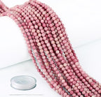 AD Beads Natural Gemstone Diamond-Cut Micro-Faceted 4mm Small Round DIY Necklace Bracelet Jewelry Making Beads (Rhodochrosite) - color: Rhodochrosite