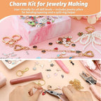 XUHAO7 DIY Jewelry Making Kit - 313-Piece All-in-One Craft Set with Pendants, Pearl Beads, Chains, Pliers, Storage Box & Bracelets, Keychains - Free 5 Velvet Drawstring Pouches - size: 313pcs