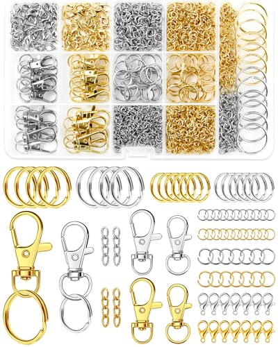 990PCS FIVEIZERO Keychain Making Kit - Keychain kit with Key Ring, Key Chain Clip, Lobster Claw Clasps, Swivel Snap Hook, Jumprings & Extender Chain for Crafts, DIY Projects and Jewelry Making - color: mix