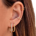 Me&Hz Gold Huggie Earrings Small Huggie Hoop Earrings for Women 14K Gold Plated Hypoallergenic Cubic Zirconia Huggies Mini Silver Hoop Earring for Women - color: Paperclip Hoop - CZ, Gold