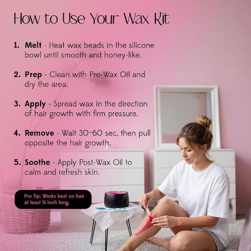 KoluaWax Premium Waxing Kit for Women - Beginner Friendly - Complete Wax Kit that includes 14oz of Wax Beads, Applicator, Pre and Post Care, Suitable for Sensitive Skin (Black) - Mothers Day Gifts - color: Black