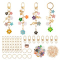 HOMAR 105Pcs DIY Keychain Making Kit Bag Charm Jewelry Chain Making 30 Flower Charms 8 Keychain Clips with Key Ring 8 Extender Chains 50 Jump Ring for DIY Craft Gifts - color: Flower-105PCS