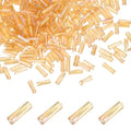 uxcell 1500Pcs Glass Bugle Seed Beads, 6x2mm Mini Long Tube Seed Beads Tube Loose Glass Seed Spacer Bead for DIY Earring Bracelets Necklace Jewelry Making, Iridescent Light Gold - color: Iridescent Light Gold