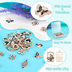 Craftdady Crystal Rhinestone Pendants Butterfly Heart Rhombus Bowknot Earring Charms Alloy Enamel Metal Pendants Light Gold Bracelet Charms for DIY Craft Necklace Jewelry Making - color: Black 23 Style