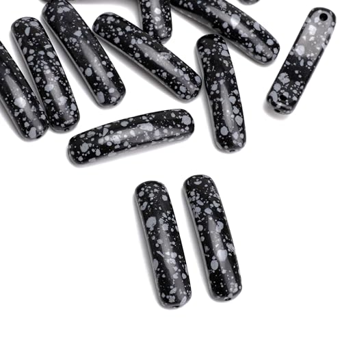 BEADIA Curved Snowflake Obsidian Stone Beads 36x10mm 4pcs for DIY Bracelet Jewelry Making - color: Snowflake Obsidian