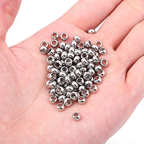 BEADIA Stainless Steel Spacer Beads 5x3mm Rondelle Loose Charm Caps Beads for DIY Jewelry Making 100pcs with 2.5mm Hole - color: 5x3mm 2.5mm