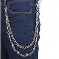 Layered Punk Pants Chain for Men Women, Gothic Hip Hop Jean Chain Wallet Chain Biker Trouser Chain, Goth Emo Fashion Keychain Accessories - color: 2L-Silver Barbed