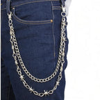 Layered Punk Pants Chain for Men Women, Gothic Hip Hop Jean Chain Wallet Chain Biker Trouser Chain, Goth Emo Fashion Keychain Accessories - color: 2L-Silver Barbed