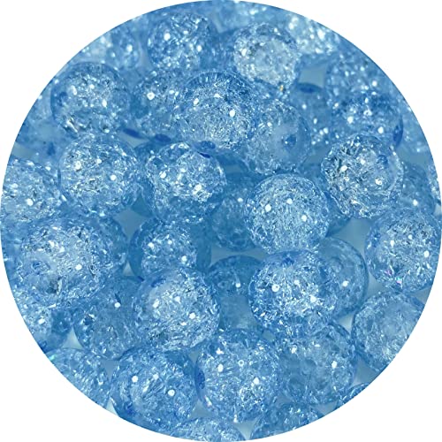 100pcs Crackle Glass Beads 10mm Round Crystal Glass Spacer Crafts Beads for Jewelry Making Necklace Bracelet Earrings DIY Crafts(Azure) - color: Azure, size: 10mm