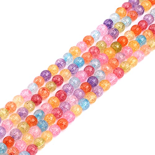 JOE FOREMAN 10mm Dyed Semi Precious Round Mixed Crackle Rock Quartz Gemstone Beads for Jewelry Making Strand 15" - size: 10MM