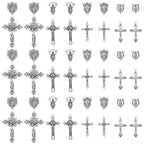 SUNNYCLUE 1 Box 48Pcs Rosary Charm Cross Charms Antique Silver Oval Chandelier Component Links Easter Tibetan Style Alloy Crosses Crucifix Pendants for Jewelry Making Necklace Bracelet Women DIY Craft - style: Rosary Charm 2