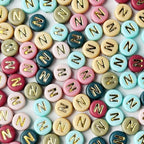 200PCS Round Letter Beads,4x7mm Color Acrylic Alphabet Beads Letter N Beads with Letters for Bracelet Making Necklace Keychain Jewelry DIY (Letter N) - color: Letter N