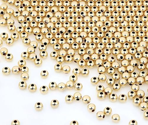 50pcs Adabele Real 1/20 14K Gold Filled Seamless 3mm (0.12 Inch) Tiny Small Round Loose Beads Spacer Non Tarnish for DIY Craft Jewelry Making JK2-A3 - color: 14K Gold Filled, size: 3mm (0.12") - 50pcs