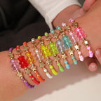 Friendship Bracelets Boho Stackable Bracelets for Women Surfer Heishi Clay Bead Bracelets Stretch Preppy Bracelets Colorful Boho Bracelets for Women - color: 10pcs Candy Bear