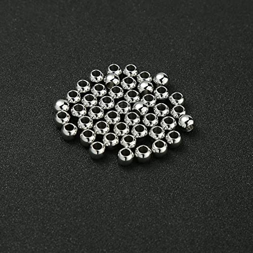 60 Pcs 304 Stainless Steel Smooth Round Spacer Beads 3mm Hole,Seamless Loose Beads for DIY Bracelet Jewelry Making Findings 6mm - color: steel, size: 6*3mm