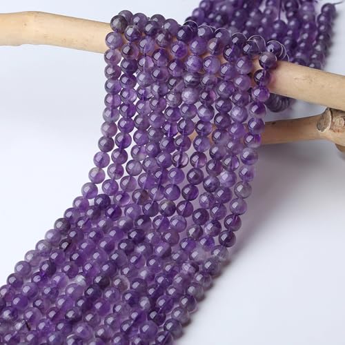 DUQGUHO Amethyst Beads 8mm Natural Crystal Purple Beads Round Polishing Stone Bead Genuine Gemstone Beads for DIY Jewelry Making 47 Pcs, US-MKL-CB-04PP1 - color: Purple#1