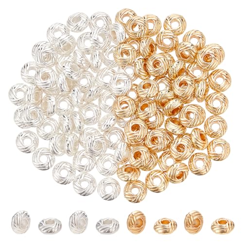 PH PandaHall 100pcs 14K Gold & Silver Spacer Beads, 6x2.5mm Rondelle Bracelet Beads for DIY Jewelry Making