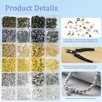 2700 Pieces Crimp Beads Supplies for Jewelry Making,Knot Covers, Crimp Tubes and Wire Guardians with Crimping Pliers for DIY Jewelry Bracelets Necklaces Making