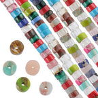 SUNNYCLUE 1 Box 334Pcs Flat Gemstone Beads Heishi Stone 4mm Gemstone String Semi Flat Round Disc Stones Energy Healing Gem Spacer Loose Beads for Jewelry Making Findings DIY Gifts