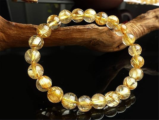 60pcs 6mm Natural Stone Beads Gold Rutilated Quartz Beads Energy Crystal Power Gemstone for Jewelry Making, DIY Bracelet Necklace - color: Gold Rutilated Quartz, size: 6mm