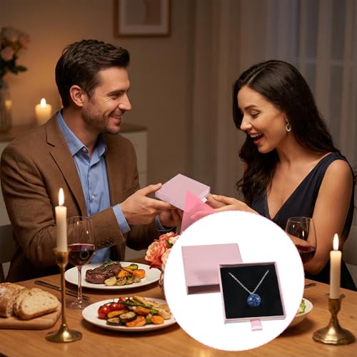 4 Pack Square Jewelry Gift Boxes, Pink & Black Cardboard Small Jewelry Box Pendent Storage Case for Bracelets Necklaces Earrings Ring Jewelry Gift