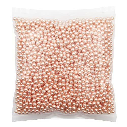 INSPIRELLE 2600pcs Champagne Undrilled ABS Pearls for Vase Fillers, 6mm No Hole Makeup Beads to Hold Brush Lipstick Eyeliner, Imitation Round Pearl Beads for Table Scatter Home Wedding Decoration - color: Champagne, size: 6mm