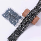Natural Large Black Spectrolite Cube Stone Beads 8x11mm 38cm/str Loose Semi Gemstone Stone Square Beads for Making Bracelets Necklace - color: Black Spectrolite