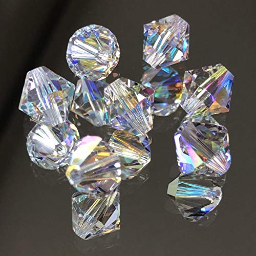 Dowarm 250PCS Bicone Crystal Beads 6MM, Faceted Bicone Glass Beads for Jewelry Craft Making, DIY Bracelet, Necklace, Dolls, Loose Spacer Beads (Crystal AB, 6MM) - color: 01-Crystal AB, size: 6MM
