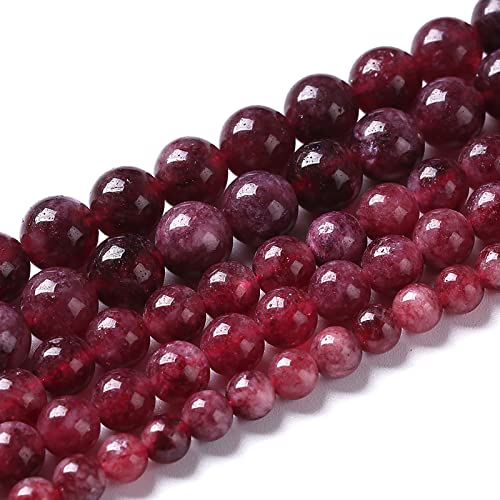 45pcs 8mm Natural Garnet Jade Gemstone Round Loose Spacer Beads for Jewelry Making Healing Energy Stone Beads DIY Bracelets Necklaces 15"(8mm, Garnet Jade) - color: Garnet Jade, size: 8mm