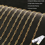 16Ft Stainless Steel Paperclip Chain for Jewelry Making, 3.5mm Width Gold Plated Paper Clip Link Chains Roll for DIY Necklace Bracelet Jewelry Making Supplies with Lobster Clasps Soft Tape Measure - color: Paperclip 3.5mm Gold