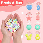 900Pcs Acrylic Pastel Beads, Shynek Colorful Plastic Candy Beads Include Heart Beads Star Beads Round Beads, Chunky Cute Beads for Bracelets Jewelry Making