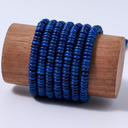 Natural Lapis Lazuli Disk Stone Spacer Beads 6x2mm 38cm/str Flat Rondelle Loose Semi Gemstone Caps for Making Bracelets Necklace - color: Lapis Lazuli