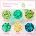 Elecrelive 5640Pcs Green Blue Clay Beads for Bracelets Making, 6mm Flat Round Heishi Beads Polymer Clay Chips for Chocker Necklace Earring DIY Crafts - color: Green Blue